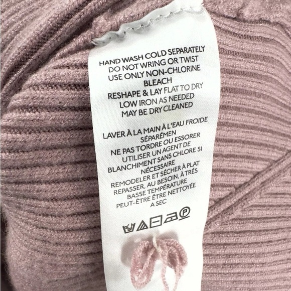 Anthropologie Womens Twofer Faux Wrap Sweater Size Small MauvePuff Sleeve Ribbed - Picture 9 of 12